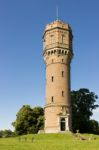 Water Tower With Blue Sky Stock Photo