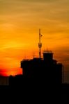 Sunset And Building Vertical Stock Photo