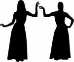 Silhouettes Of Women Dancing Belly Stock Photo