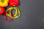 Colorful Sliced Bell Peppers Stock Photo