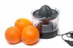 Automatic Orange Juicer Machine Stock Photo