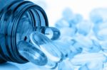 Blue Tone Of Soft Gelatin Capsule Stock Photo