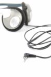 Headphones With Cord On White Stock Photo