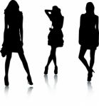 Silhouette Fashion Girls Stock Photo