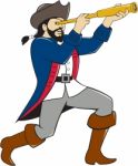 Pirate Looking Spyglass Isolated Cartoon Stock Photo