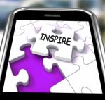 Inspire Smartphone Shows Originality Innovation And Creativity O Stock Photo