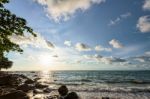 Sunset At Beach In Thailand Stock Photo