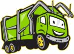 Garbage Rubbish Truck Cartoon Stock Photo