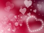 Hearts Glow Represents Valentines Day And Background Stock Photo