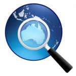 Magnifying Glass With Earth Globe Stock Photo