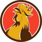 Chicken Rooster Crowing Circle Retro Stock Photo