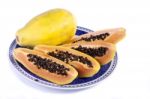 Papaya Fruit Sliced Stock Photo