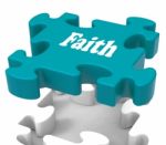 Faith Jigsaw Shows Believing Religious Belief Or Trust Stock Photo