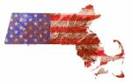 Massachusetts State Map Flag Stock Photo