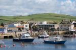 Boats In The Harbour At Lyme Regis Stock Photo