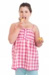 Girl Eating Chips Stock Photo