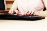 Woman Typing Stock Photo