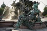 View Of The Neptune  Fountain In Berlin Stock Photo