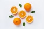 Fresh Orange Citrus Fruit Isolated On White Background Stock Photo