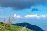 The Beauty Of The Sky When Light Hits The Clouds And Mountain Stock Photo