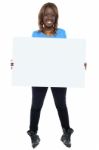 African Girl Holding Blank Board Stock Photo