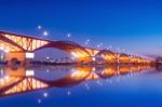 Seongsan Bridge With Reflections.korea Stock Photo