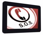 Sos Tablet Shows Call For Urgent Help Stock Photo