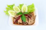 Hot Spicy Thai Cuisine Pork Liver Salad Stock Photo