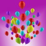 Floating Colourful Balloons Show Cheerful Party Or Celebration Stock Photo