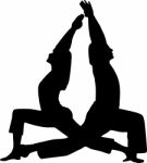 Silhouette Couple Doing Yoga Stock Photo