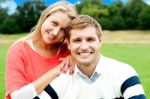 Smiling Couples In Outdoor Stock Photo