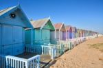 Beach Huts At West Mersea Stock Photo