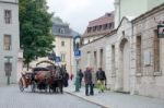 Horses And Carriage In Weimar Stock Photo