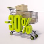 Shopping Cart And Percentage Sign, 30 Percent Stock Photo