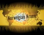 Norwegian Krone Shows Exchange Rate And Foreign Stock Photo