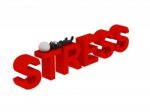 Businessman Lying On Stress Word  Stock Photo