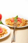 Italian Pasta Farfalle Butterfly Bow-tie And Tomato Sauce Stock Photo