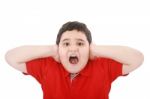 Young Boy Yelling Stock Photo