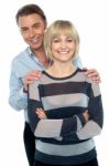 Lovely Young Couple Portrait Against White Background Stock Photo