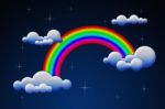 Rainbow With Clouds Stock Photo