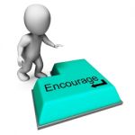 Encourage Key Shows Inspiring Motivation And Reassurance Stock Photo