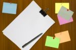 Colored Memo And White Note Paper Stock Photo