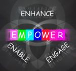 Encouragement Words Displays Empower Enhance Engage And Enable Stock Photo