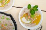 Hearty Middle Eastern Chickpea And Barley Soup Stock Photo