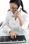 Female Doctor Doing Work Stock Photo