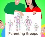 Parenting Groups Shows Mother And Child And Association Stock Photo