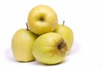 Yellow Apples On White Stock Photo