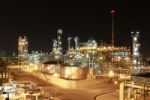 Chemical Plant In Night Time Stock Photo