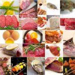 High Protein Food Collection Collage Stock Photo