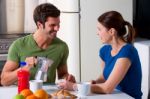 Couple Having Breakfast Stock Photo